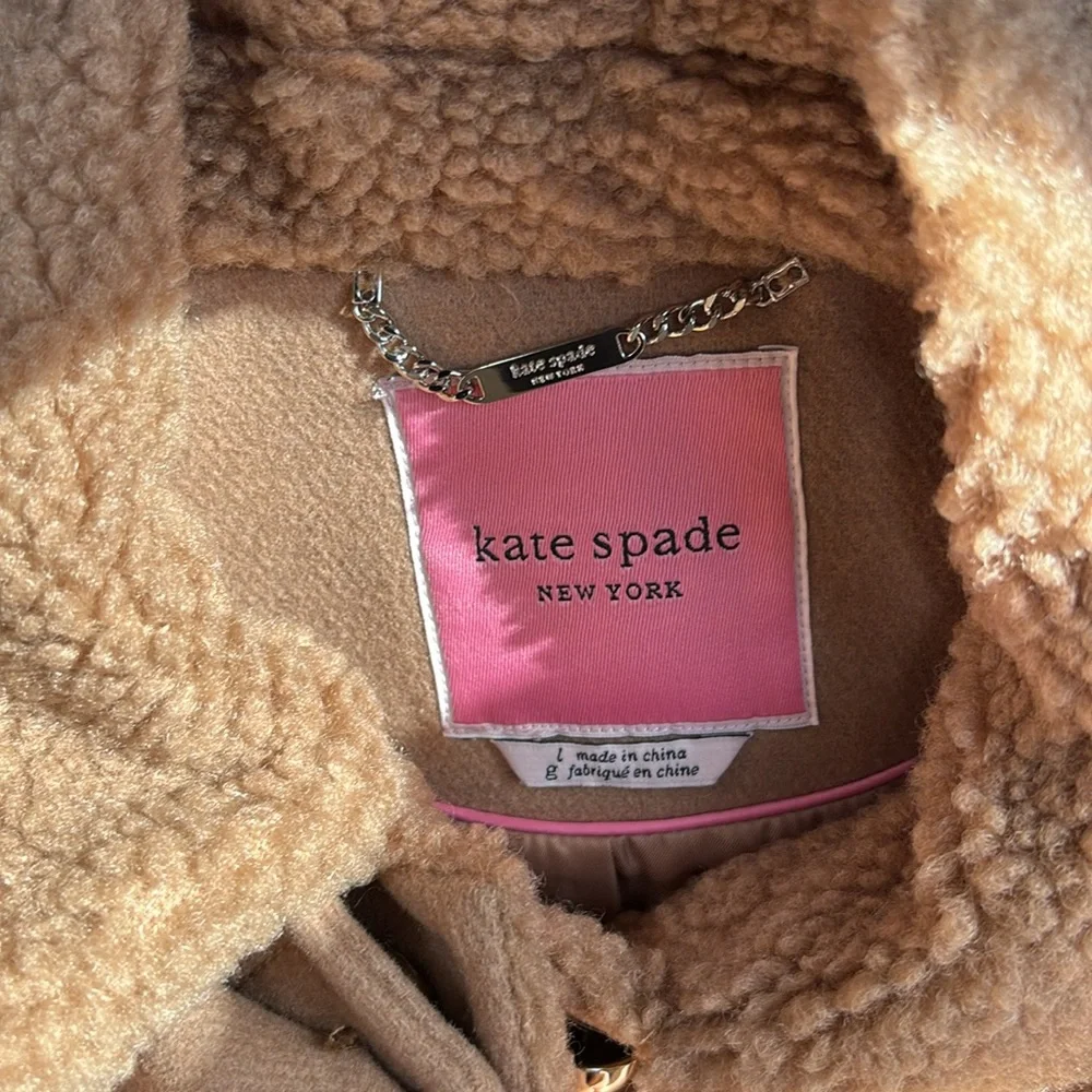 - Kate Spade Women's Sherpa trimmed caramel wool coat - Picture 5 of 5
